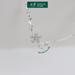 Lắc Tay Bạc Nữ ADJ Dây Đôi Mix Charm Hoa Đá Hồng Lấp Lánh