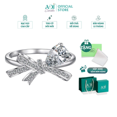 Nhẫn Bạc Nữ ADJ 925 Mặt Nơ Đính Hạt Giọt Nước Lấp Lánh Phụ Kiện Trang Sức Nữ Cao Cấp SN16202AD