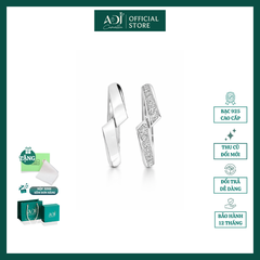 Nhẫn Đôi Bạc ADJ 925  Pure Love Đính Đá CZ Phụ Kiện Trang Sức Nữ Cao Cấp