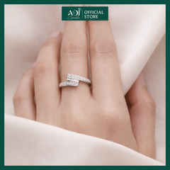 Nhẫn Đôi Bạc ADJ 925  Pure Love Đính Đá CZ Phụ Kiện Trang Sức Nữ Cao Cấp