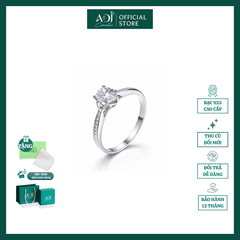 Nhẫn Bạc Nữ ADJ S925 Thiết Kế Đài Hoa Đính Đá CZ Chủ Lấp Lánh, Phụ Kiện Trang Sức Cao Cấp SN156394AD