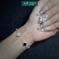 Lắc tay Trang sức bạc 925 ADJ đính đá CZ Tứ Diệp Thảo May Mắn Ngũ Hành Tứ Thời SLT108106AD