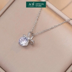 Bộ trang sức Bạc Dây chuyền, Nhẫn, Bông tai Nữ ADJ 925 Nơ Pha Lê Ngọt Ngào Thanh Lịch