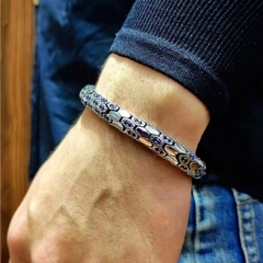 Vòng tay nam Trang sức bạc 925 ADJ an toàn sang trọng cao cấp Lam Vũ Huyền Bí
