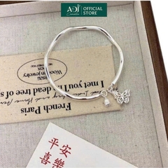 Vòng Tay Nữ Bạc ADJ 999 Vòng Gợn Sóng Mặt Hình Bướm Phụ Kiện Trang Sức Nữ Cao Cấp SVC154100AD