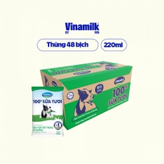 Sữa tươi tiệt trùng Vinamilk  có đường 220ml - Thùng 48 bịch