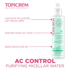 Nước tẩy trang dành cho da dầu mụn TOPICREM AC PURIFYING MICELLAR WATER 200ml
