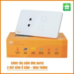 Công tắc Hunonic cảm ứng Datic – 2 Nút Kèm Ổ Cắm