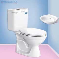 Bồn cầu 2 khối Viglacera VT18M + lavabo VTL  (nắp êm)