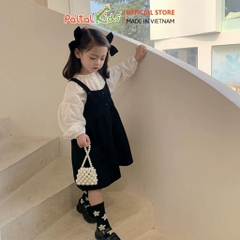 Set Đầm Yếm Phối Áo Sơ Mi Tay Dài Bé Gái Cao Cấp - 02C 9208