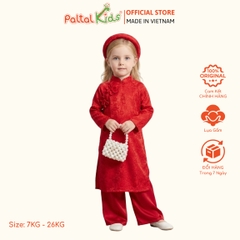 Set Áo Dài Lụa Gấm Diên Hoa Cổ Truyền Đính Hoa Cúc Bé Gái Cao Cấp - 533 6105