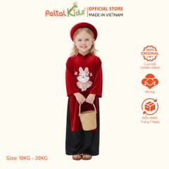 Set Áo Dài Nhung Thêu Thỏ Cách Tân Kèm Mấn Bé Gái Cao Cấp - 533 6118