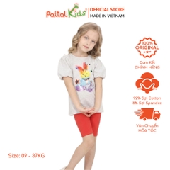 Đồ Bộ Lửng Cotton Mỹ Hình In Thỏ Cầu Vòng Bé Gái Cao Cấp - 024 7033