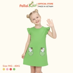 Đầm Dáng A Cánh Tiên Hình In Giả Túi Cotton Mỹ Cao Cấp - 02C 8020