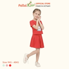 Set Áo Croptop Mix Chân Váy Xếp Ly Cotton Mỹ Bé Gái Cao Cấp - 022 9204