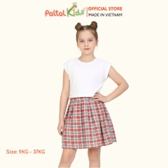 Chân Váy Xếp Ly Cotton Caro Bé Gái Cao Cấp - 112 9202