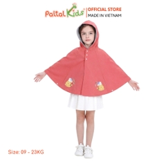 Áo Choàng Cánh Dơi Cotton Melan Hình In Chú Gấu Bé Gái Cao Cấp - 191 4027