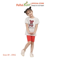 Đồ Bộ Lửng Cotton Mỹ Hình In Bear Brick Bé Gái Cao Cấp - 024 7026