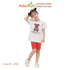 Đồ Bộ Lửng Cotton Mỹ Hình In Bear Brick Bé Gái Cao Cấp - 024 7026