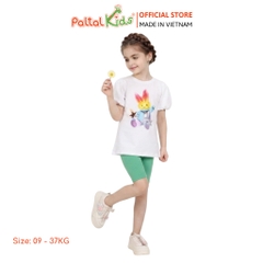 Đồ Bộ Lửng Cotton Mỹ Hình In Thỏ Cầu Vòng Bé Gái Cao Cấp - 024 7033
