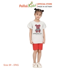 Đồ Bộ Lửng Cotton Mỹ Hình In Bear Brick Bé Gái Cao Cấp - 024 7026