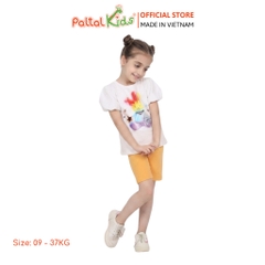 Đồ Bộ Lửng Cotton Mỹ Hình In Thỏ Cầu Vòng Bé Gái Cao Cấp - 024 7033