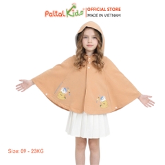 Áo Choàng Cánh Dơi Cotton Melan Hình In Chú Gấu Bé Gái Cao Cấp - 191 4027