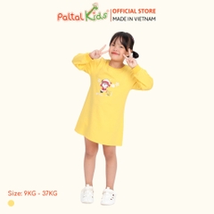 Đầm Dáng A Tay Dài Cotton Mỹ Bé Gái Cao Cấp - 020C 8012