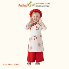 Set Áo Dài Lụa Cherry Cách Tân Kèm Phụ Kiện Bé Gái Cao Cấp - 533 6096
