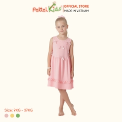 Đầm Dáng Xòe Tay Bản Đính Nơ Cotton Mỹ Bé Gái Cao Cấp - 02C 8033