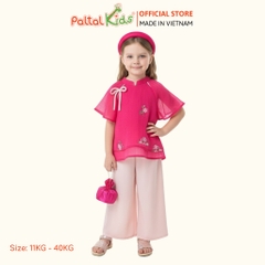 Set Bà Ba Pháp Phục Voan Thêu Hoa Cách Tân Bé Gái Cao Cấp - 533 6101