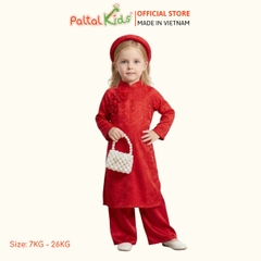 Set Áo Dài Lụa Gấm Diên Hoa Cổ Truyền Đính Hoa Cúc Bé Gái Cao Cấp - 533 6105