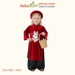 Set Áo Dài Nhung Thêu Thỏ Cách Tân Kèm Mấn Bé Gái Cao Cấp - 533 6118
