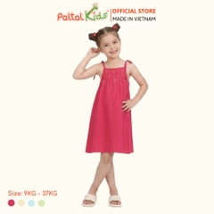 Đầm Dáng A Hai Dây Lanh Lạnh Đính Hoa Bé Gái Cao Cấp - 252 8027