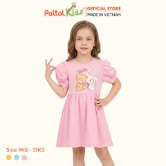 Đầm Babydoll Tay Phồng Cotton Mỹ Hình In Gấu Panda Bé Gái Cao Cấp - 02C 8035