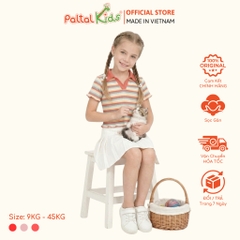 Áo Thun Croptop Cổ Polo Cotton Sọc Gân Bé Gái Cao Cấp - 020 1419