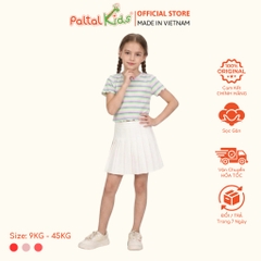 Áo Thun Croptop Cổ Tròn Cotton Sọc Gân Bé Gái Cao Cấp - 020 1421