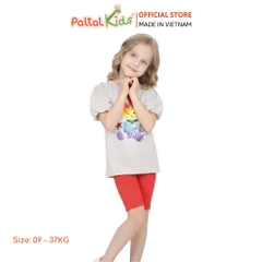 Đồ Bộ Lửng Cotton Mỹ Hình In Thỏ Cầu Vòng Bé Gái Cao Cấp - 024 7033