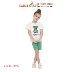 Đồ Bộ Lửng Cotton Mỹ Hình In Bear Brick Bé Gái Cao Cấp - 024 7026