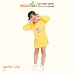 Đầm Dáng A Tay Dài Cotton Mỹ Bé Gái Cao Cấp - 020C 8012