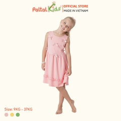 Đầm Dáng Xòe Tay Bản Đính Nơ Cotton Mỹ Bé Gái Cao Cấp - 02C 8033