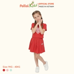 Set Áo Croptop Mix Chân Váy Xếp Ly Cotton Mỹ Bé Gái Cao Cấp - 022 9203