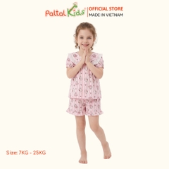 Đồ Bộ Đùi Đũi Mềm Cổ Sen Họa Tiết Sanrio Phối Quần Bèo Bé Gái - 9214