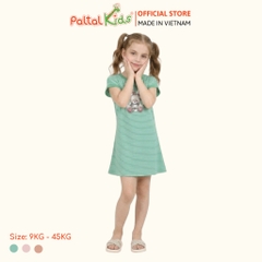 Đầm Dáng A Cánh Dơi Hình In Thỏ Xám Cotton Mỹ Bé Gái Cao Cấp - 02C 8024