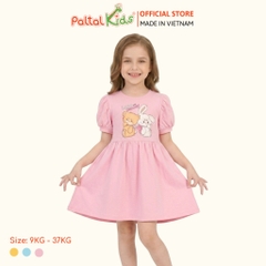 Đầm Babydoll Tay Phồng Cotton Mỹ Hình In Gấu Panda Bé Gái Cao Cấp - 02C 8035