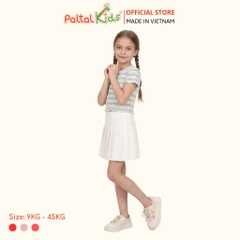 Áo Thun Croptop Cổ Tròn Cotton Sọc Gân Bé Gái Cao Cấp - 020 1421