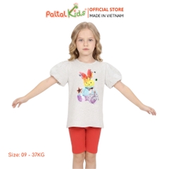 Đồ Bộ Lửng Cotton Mỹ Hình In Thỏ Cầu Vòng Bé Gái Cao Cấp - 024 7033