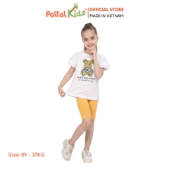 Đồ Bộ Lửng Cotton Mỹ Hình In Bear Brick Bé Gái Cao Cấp - 024 7026