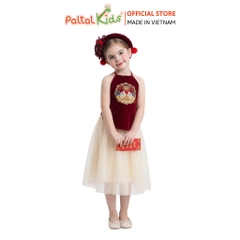 TRUNG THU 2025 - Set Yếm Đỏ Phối Chân Váy Voan Tặng Kèm Mấn Bé Gái Cao Cấp