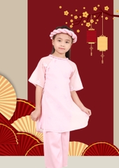 Set Áo Dài Lụa Nhung Phối Voan Thêu Cách Tân "Xuân Nhi" Bé Gái Cao Cấp - 533 6075